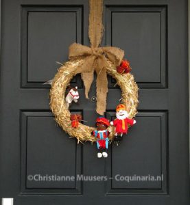 Home-made door wreath for Sinterklaas
