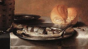 Pieter Claesz, Still life with beer and pickle herring (1636, detail, Museum Boymans van Beuningen, Rotterdam. Source: Wikimedia)