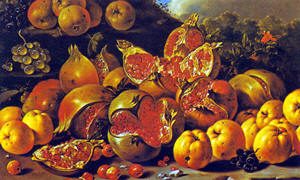 Still life with pomegranates. Luiz Meléndez, 1771. Source: Wikimedia