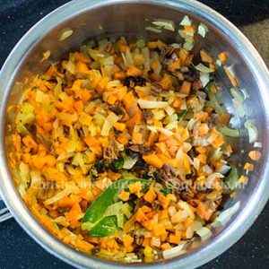 Mirepoix with dried mushrooms