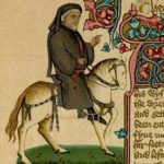 Chaucer als pelgrim, miniatuur uit het Ellesmere manuscript met de Canterbury Tales