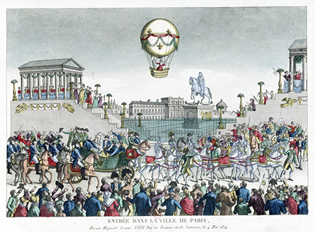 Feestelijke entree van Louis XVIII op 3 mei 1814 in Paijs. Bron Gallica-bnf