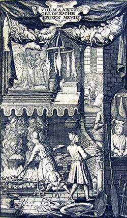 Frontispice van de eerste druk van de Geldersche keukenmeid (1756)