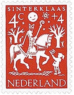 Sinterklaas op een postzegel