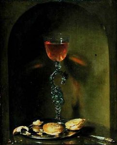 Stilleven met wijn en koekjes, Isaac Luttichuys