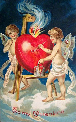 Valentijnskort uit begin 20ste eeuw. Bron: Wikemidia