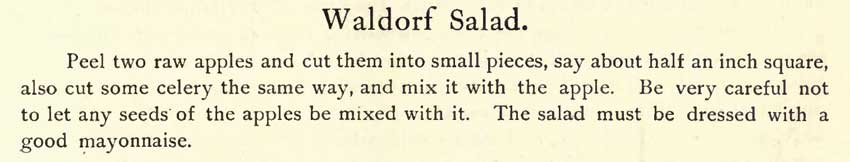 The original text of the recipe for Waldorf Salad
