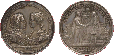 Coin commemorating the marriage between princess Anna and the future Stadtholder Willem IV