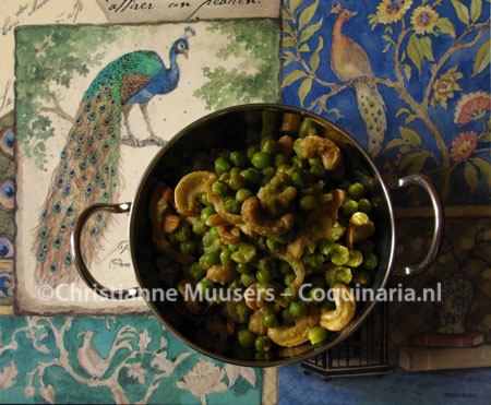 Doperwtjes met cashewnoten uit de Indiase keuken