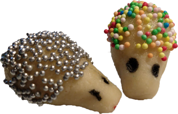 Very simple, small marzipan hedgehogs