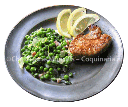 French garden peas with veal cutlet