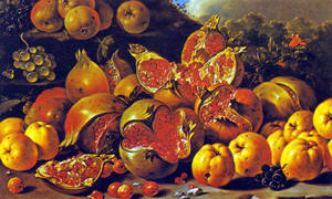 Stil life with pomegranates from 1771 by Luis Egidio Melendez