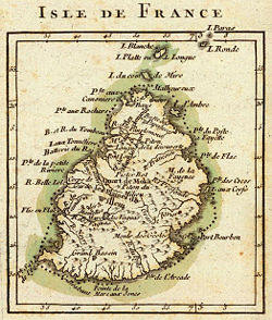 Kaart van het Isle de France uit 1791