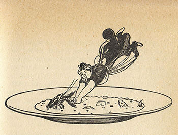 Illustration for bouillabaisse from the Extra Kookboek (Edmond Nicolas, 1955)
