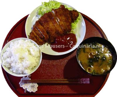 Tonkatsu met misosoep en rijst