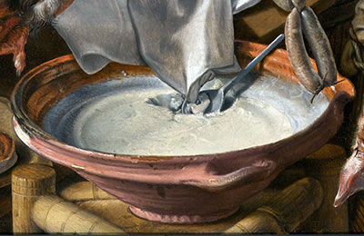 'Pot with lard', detailfrom the Butcher's shop - Pieter Aertsen (1551)
