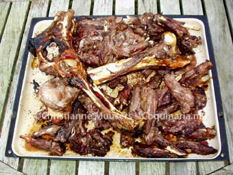The bones for game stock, roasted in the oven