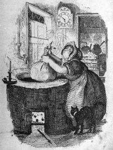 Boiling Christmas Pudding - George Cruikshank (1878, Life magazine)