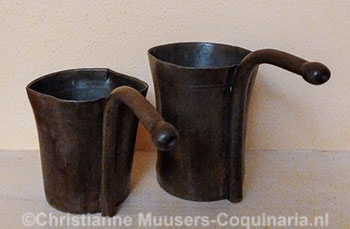Two 18th-century beakers with drinking spouts for bedridden people